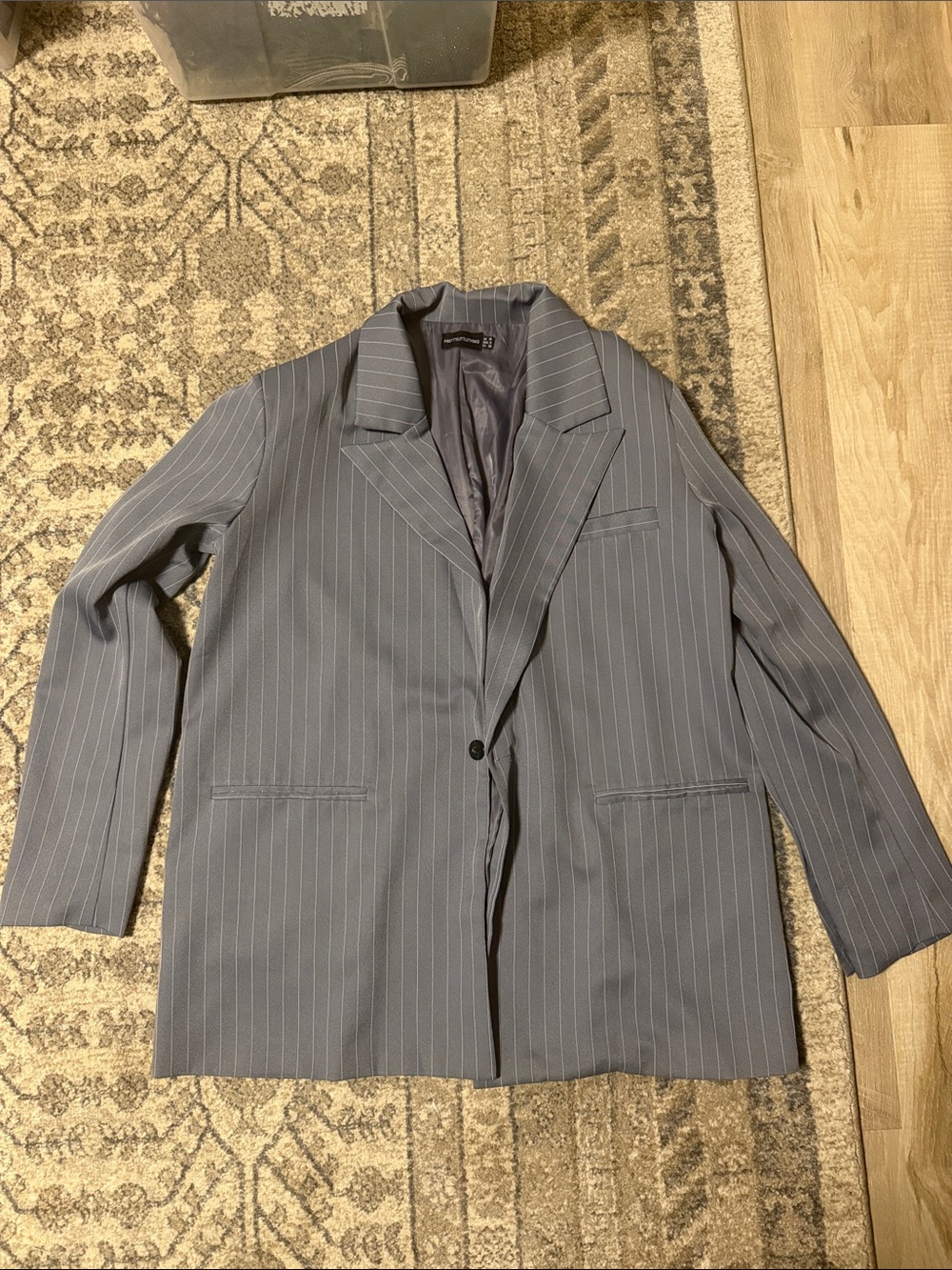 PrettyLittleThing Gray Pinstripe Single-Button Blazer